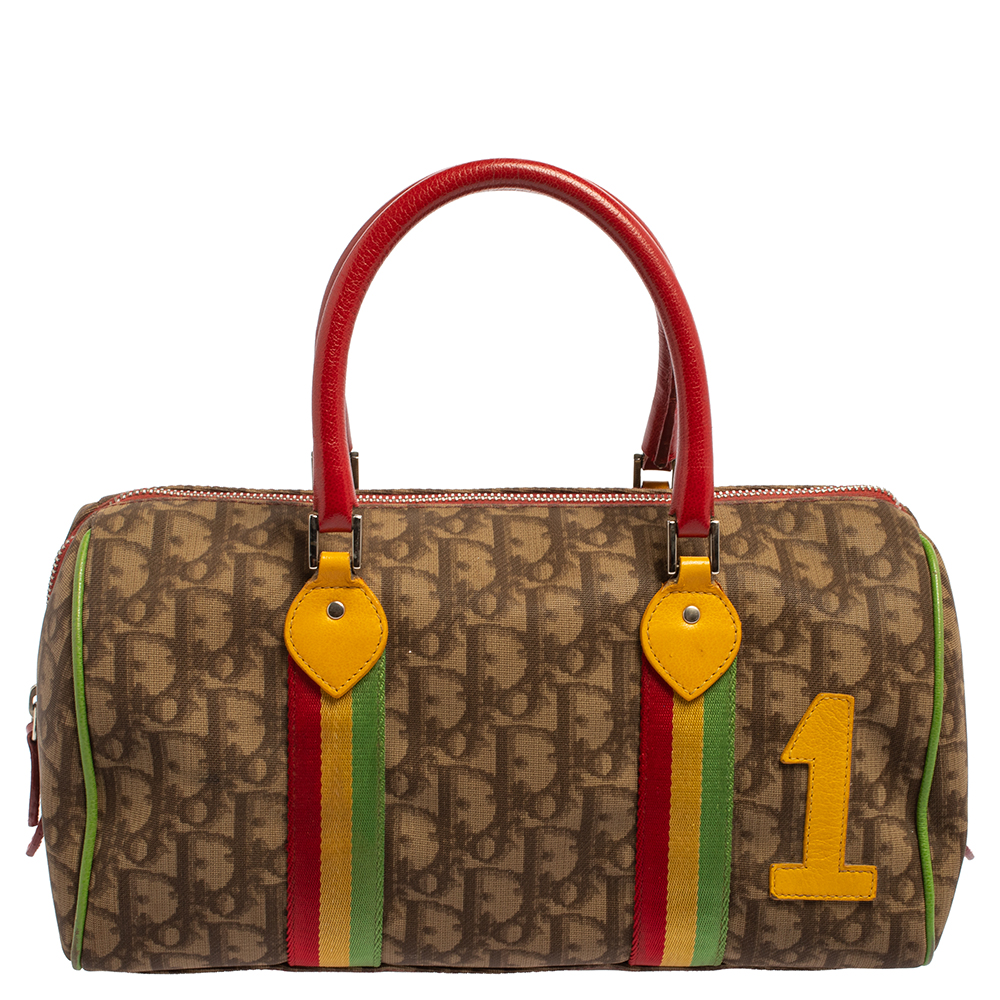 Pre-owned Dior Multicolor Oblique Coated Canvas And Leather Rasta Boston Bag