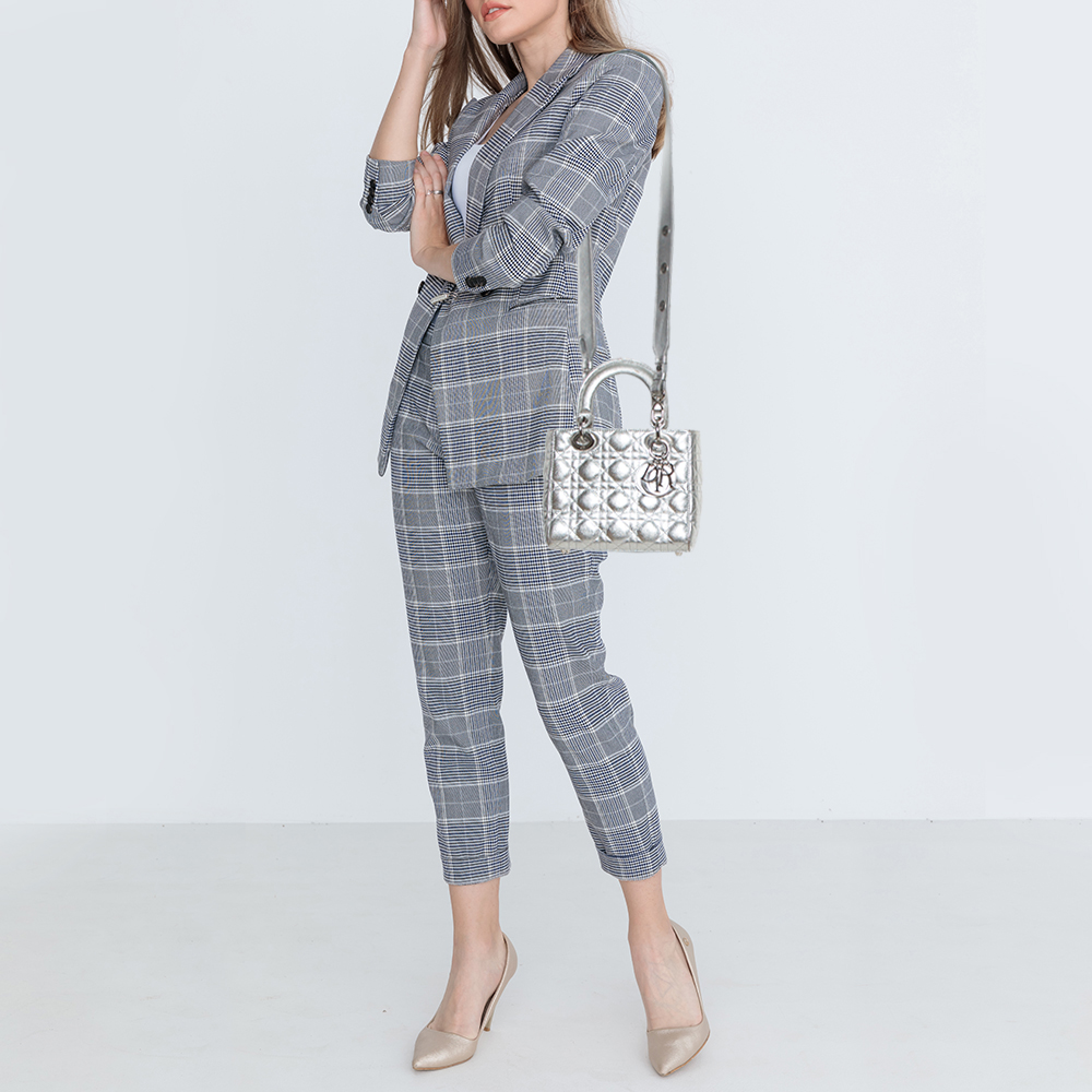 

Dior Metallic Silver Leather Small My Lady Dior Tote