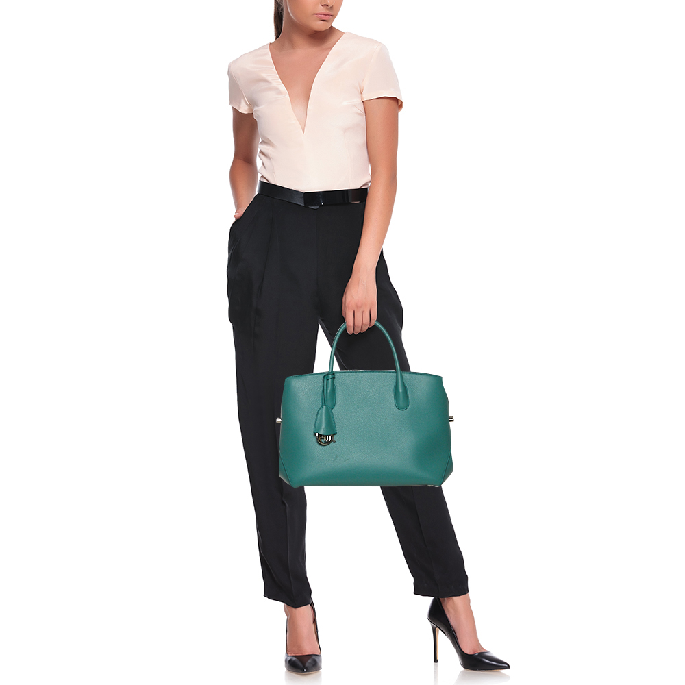 

Dior Green/Beige Leather and Python Large Open Bar Tote