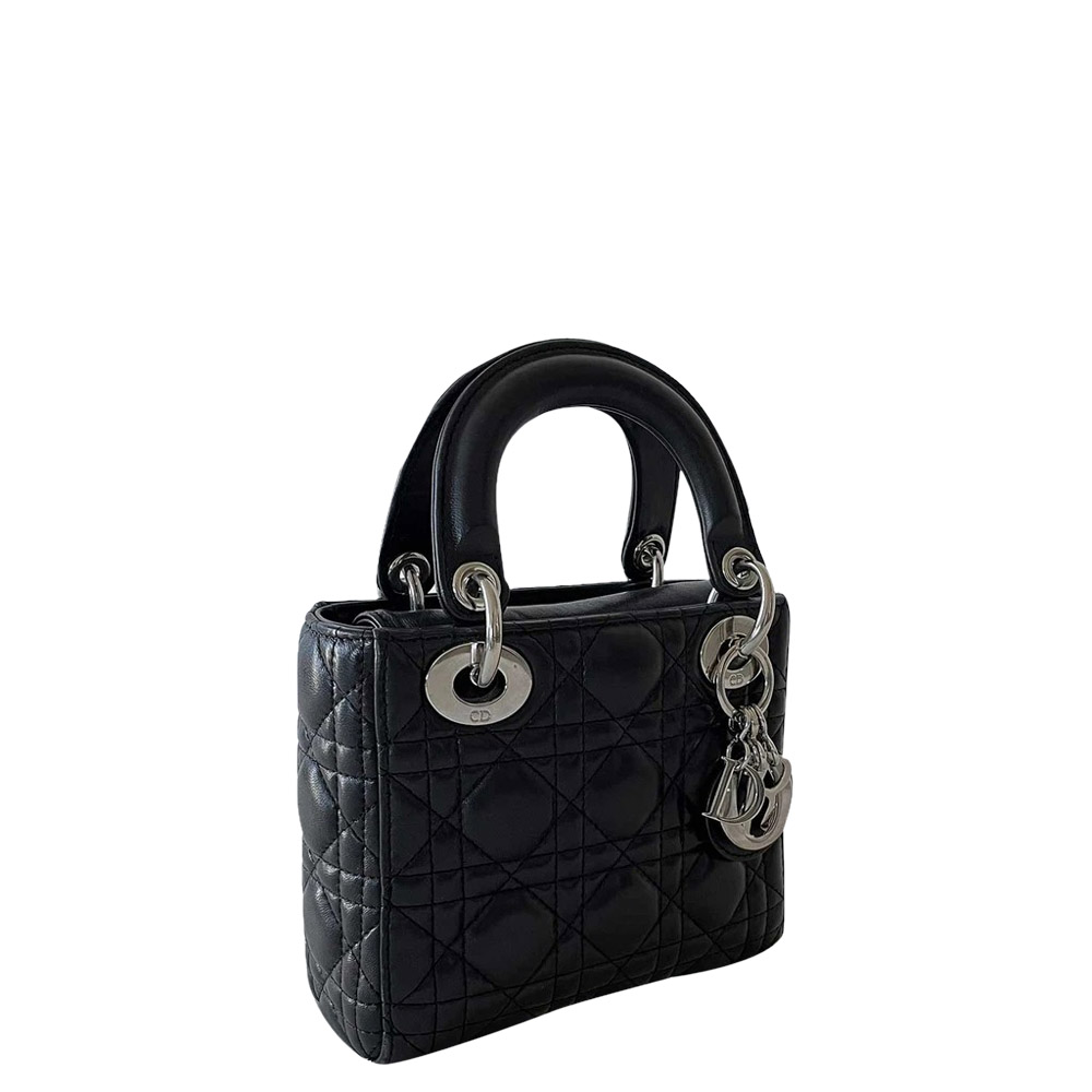 

Dior Black Leather Lady Dior Mini Bag