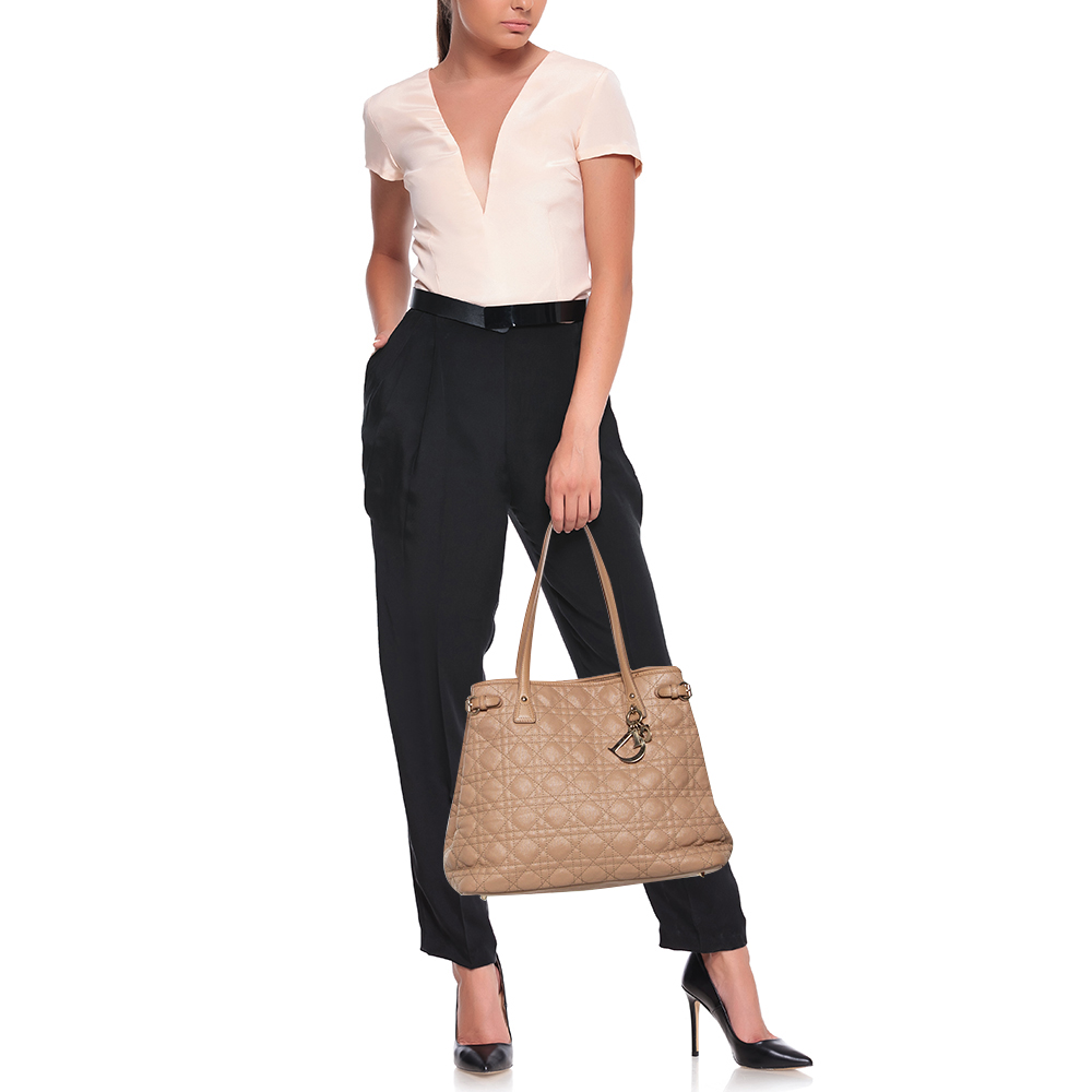 

Dior Beige Cannage Coated Canvas Medium Panarea Tote
