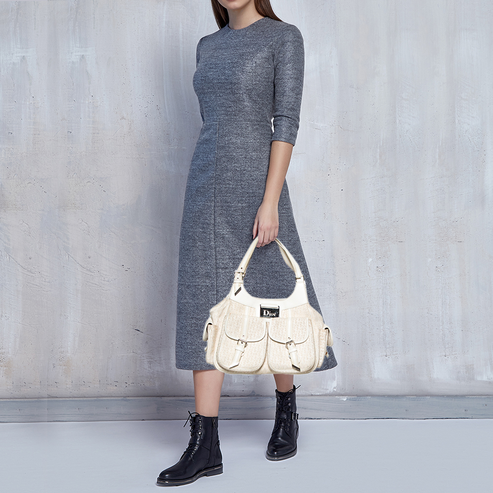 

Dior Vanilla Oblique Canvas and Leather Multi Pocket Shoulder Bag, White