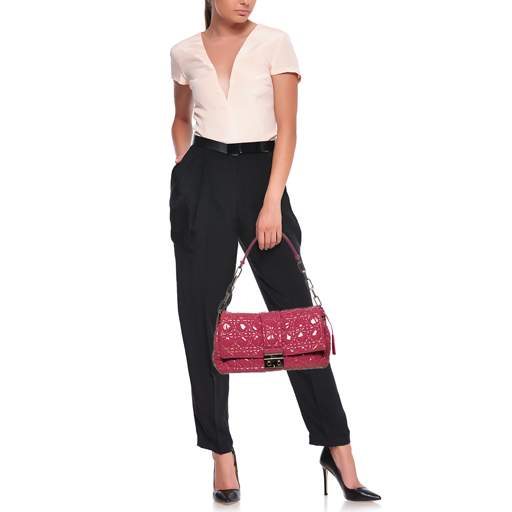 

Dior Pink Cannage Patent Leather Medium New Lock Shoulder Bag