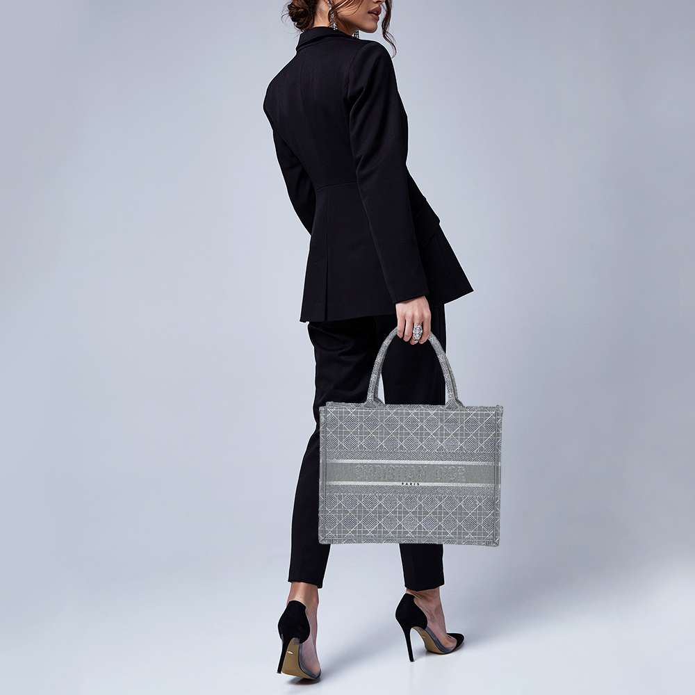 

Dior Grey Cannage Canvas Small Book Tote