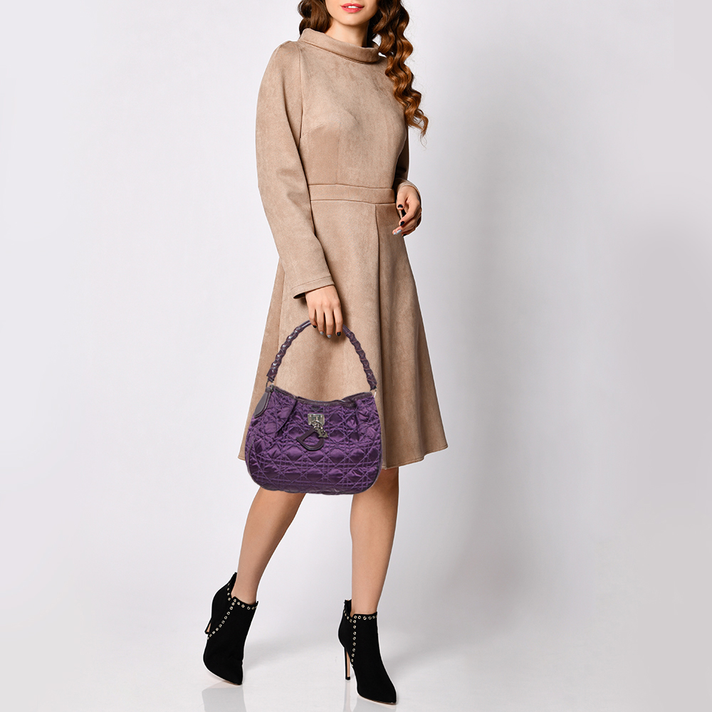 

Dior Purple Cannage Satin Small Charming Hobo