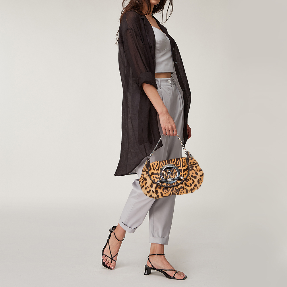 

Dior Pony Hair Leopard Printed Jazz Club Shoulder Bag, Brown