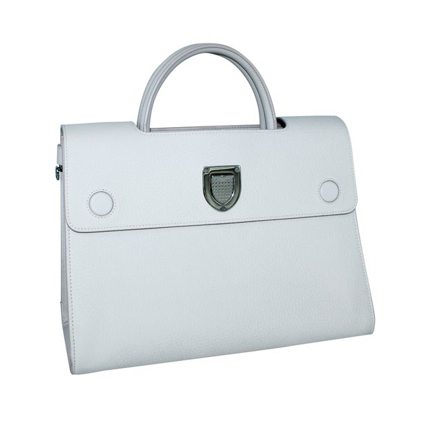 

Dior White Leather Diorever  Top Handle Bag