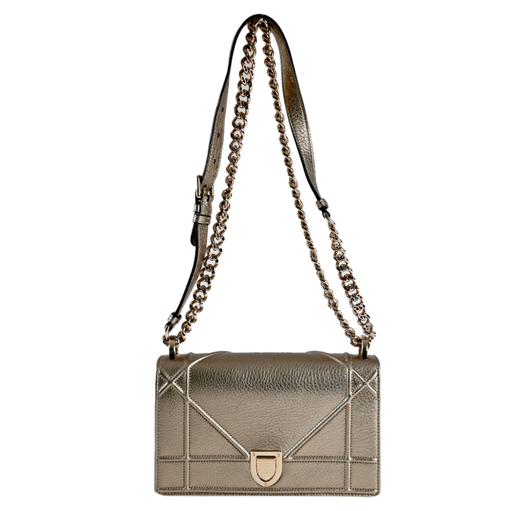 Pre-owned Dior Christian  Metallic Brown Ama Small Shoulder Bag