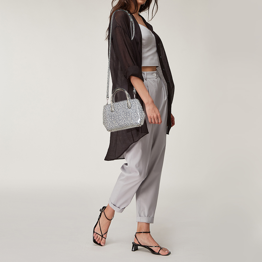 

Dior White/Black Python Top Handle Bag