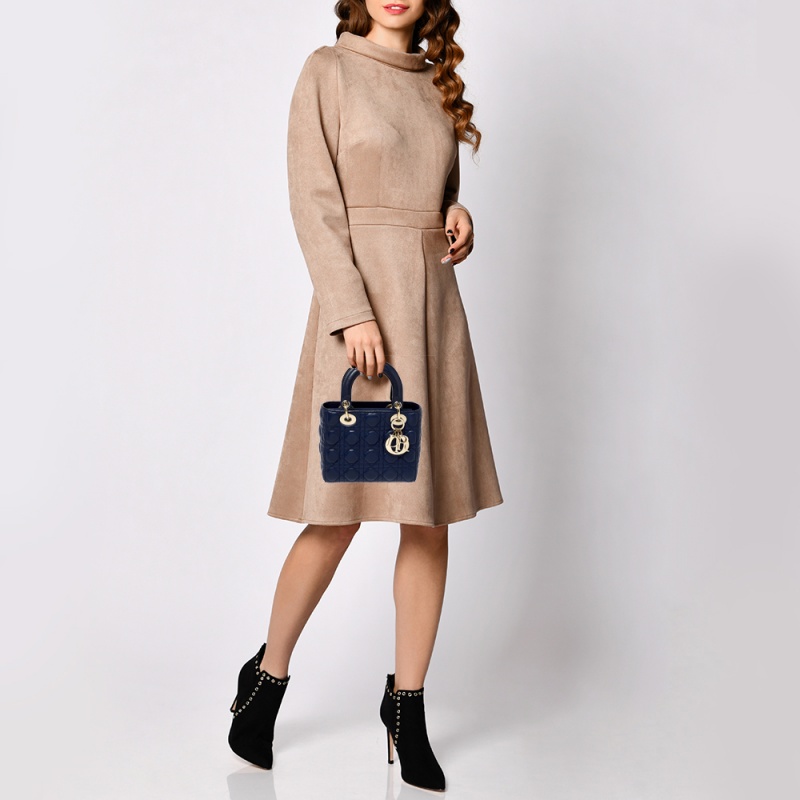 

Dior Blue Cannage Leather  My Lady Dior Tote