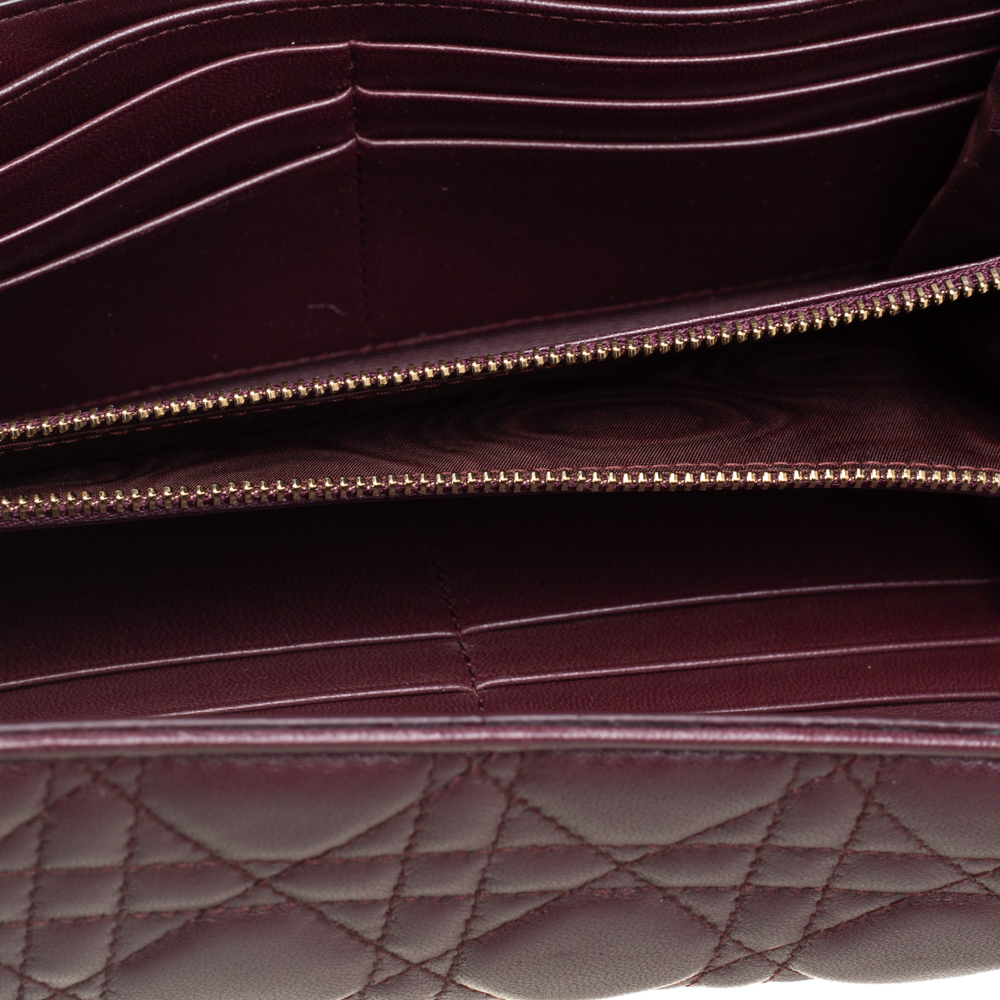 

Dior Burgundy Cannage Leather Lady Dior Continental Wallet