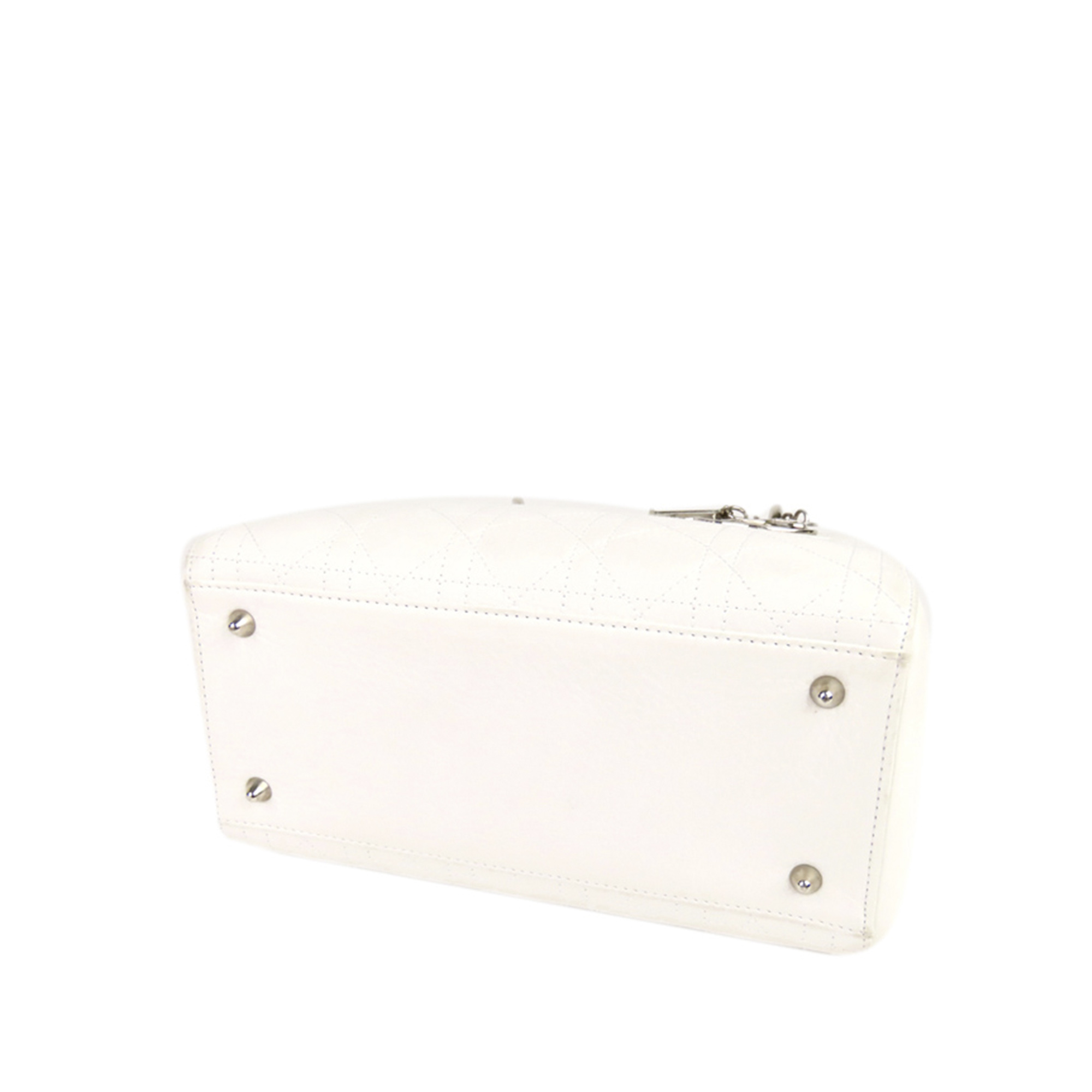 

Dior White Leather Cannage Lady Dior Bag