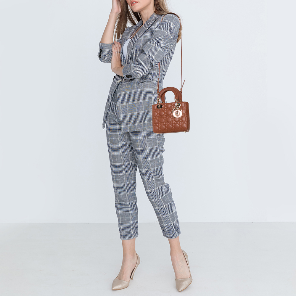 

Dior Brown Leather Small Lady Dior Tote