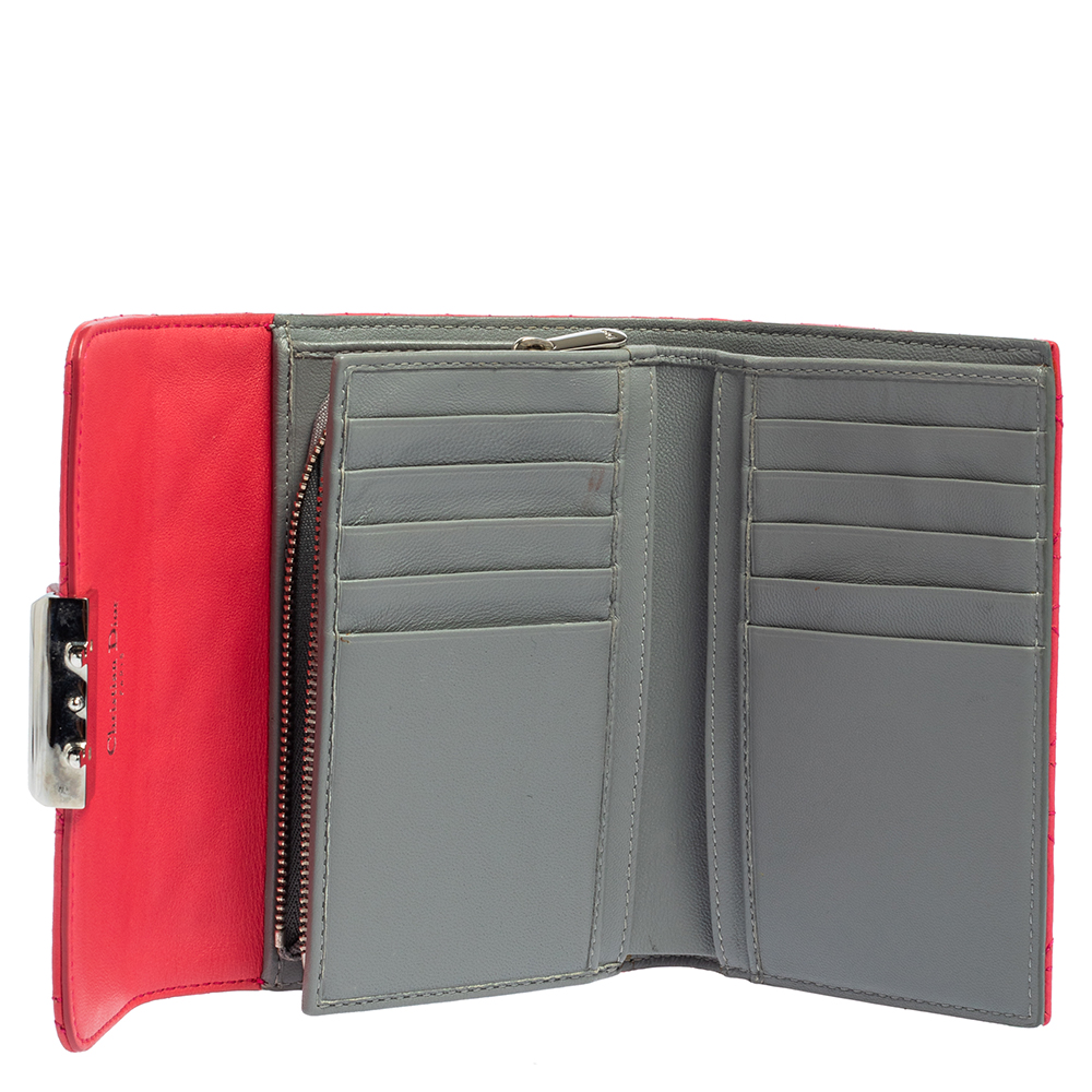 

Dior Pink Grey Cannage Leather Miss Dior Explorateur Wallet