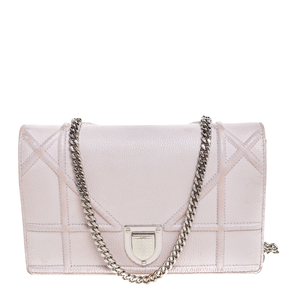 Pre-owned Dior Ama Chain Clutch In Pink