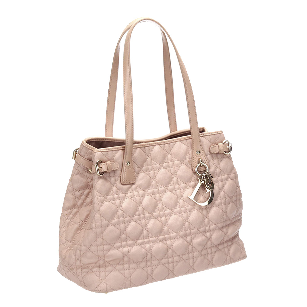 

Dior Pink Cannage Leather Panarea Tote Bag