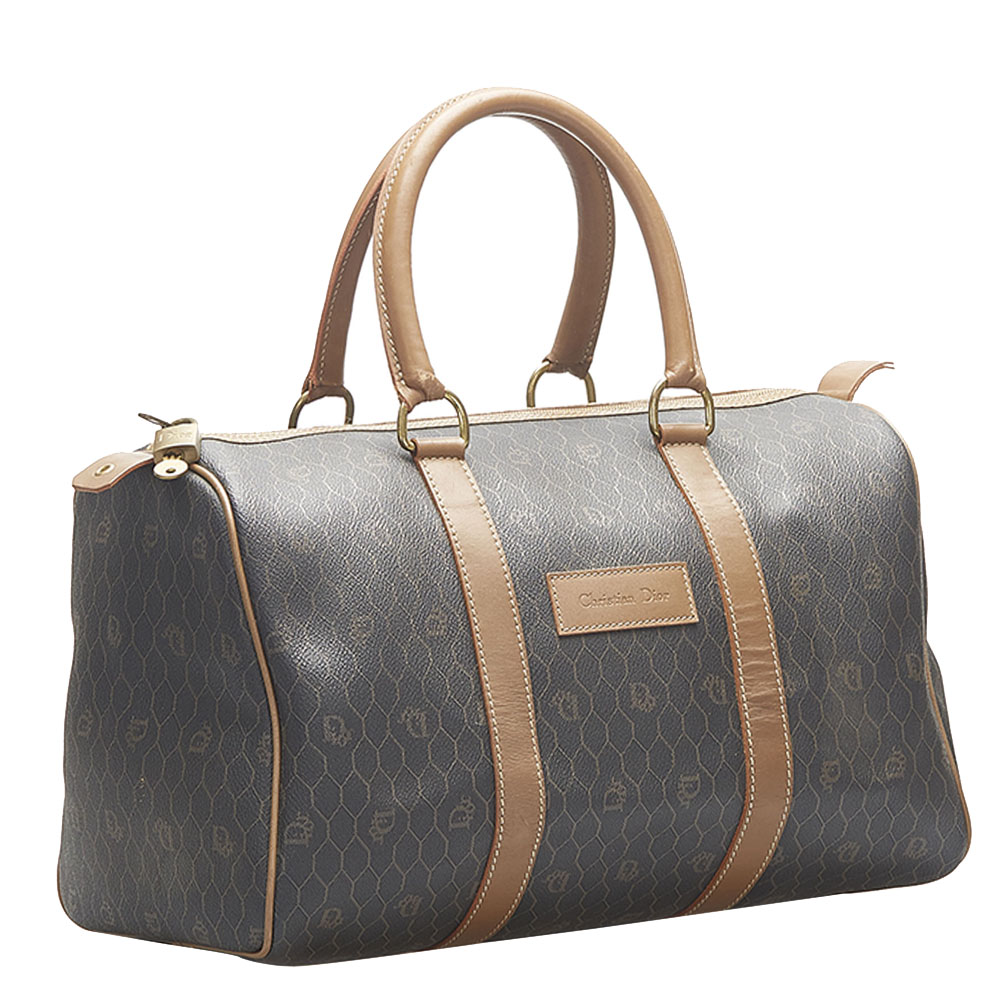 

Dior Brown Canvas Honeycomb Travel Bag, Black