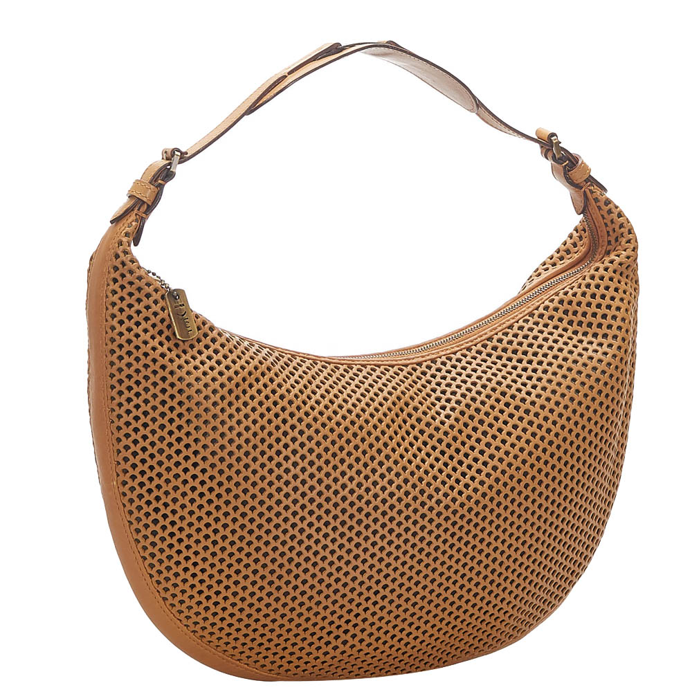 

Dior Brown Perforated Leather Hobo Bag