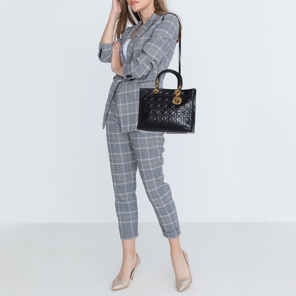

Dior Black Cannage Leather Large Lady Dior Tote