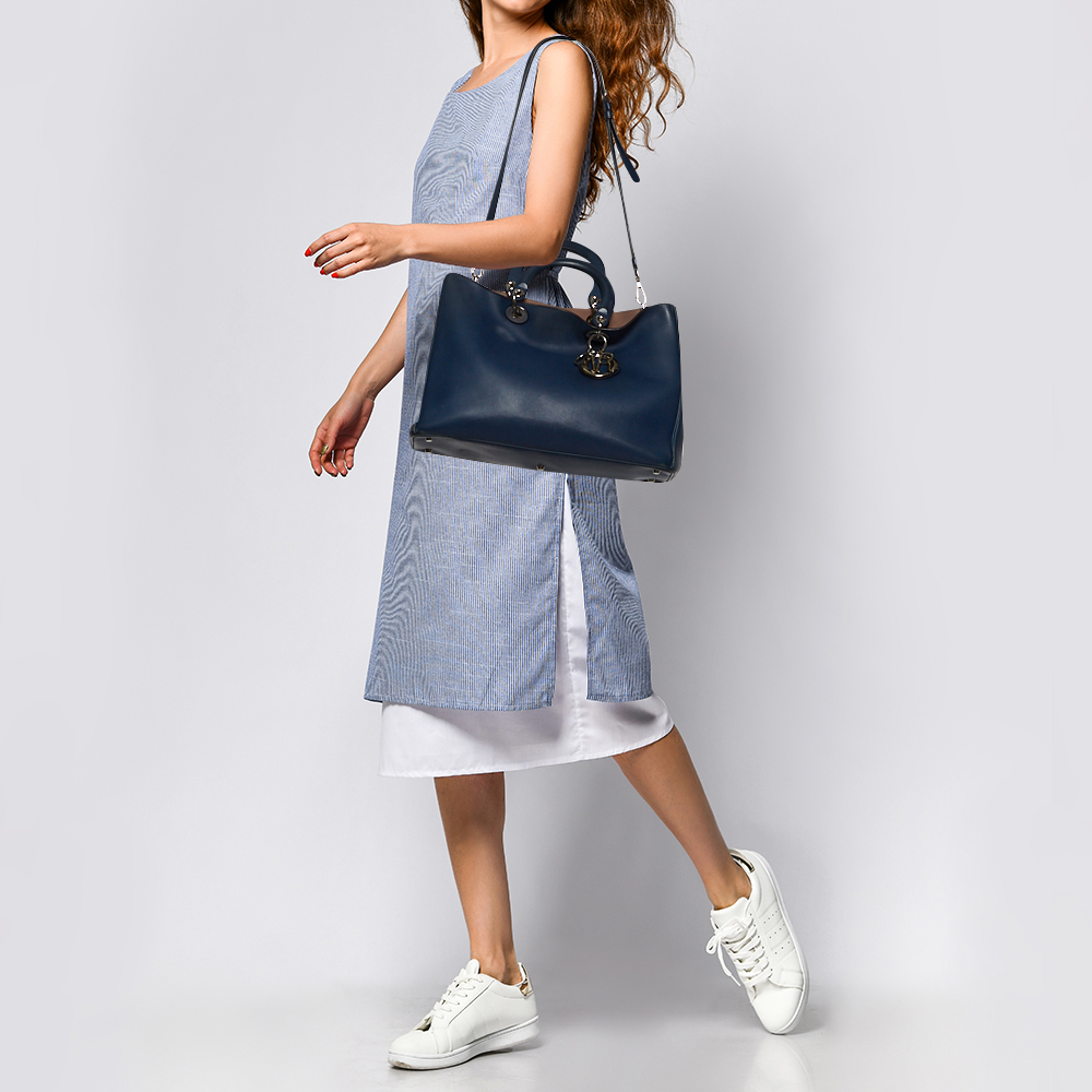

Dior Blue Leather Large Diorissimo Shopper Tote