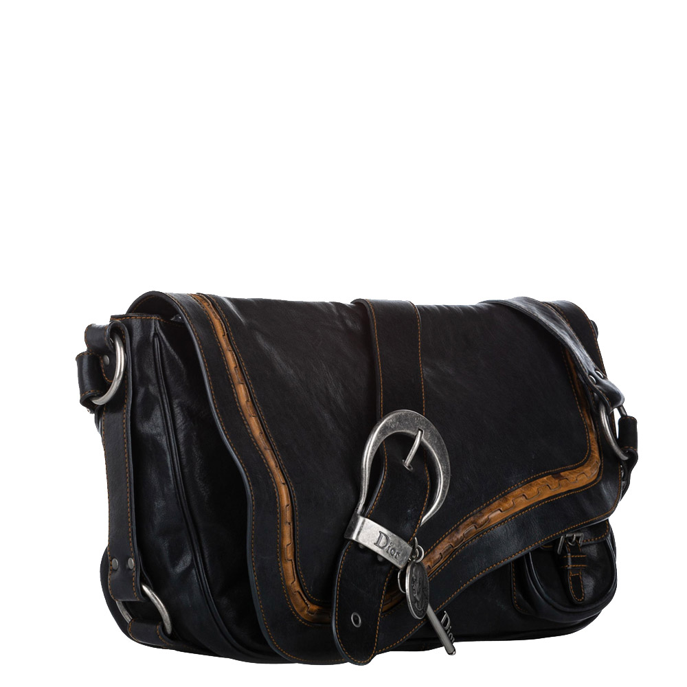 

Dior Black Leather Gaucho Saddle Shoulder Bag