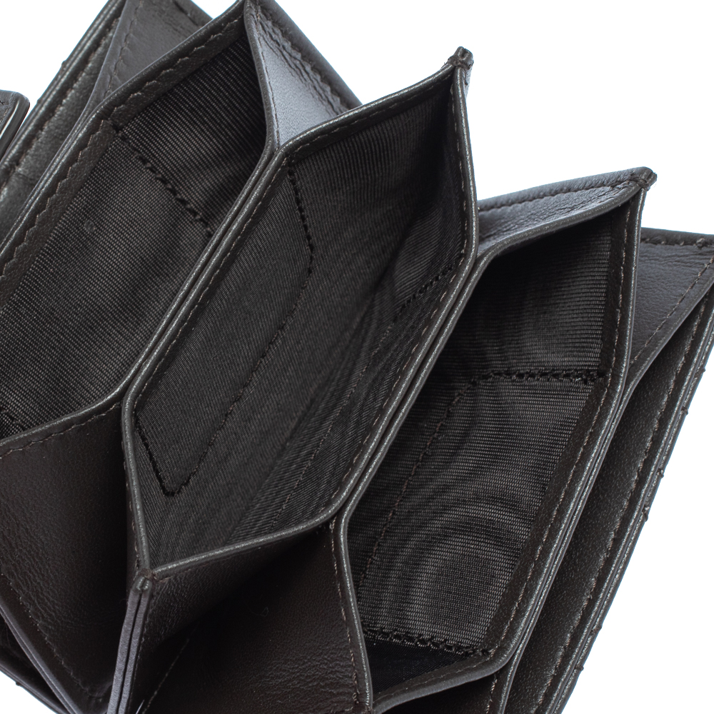

Dior Dark Brown Cannage Leather Gusset Card Holder