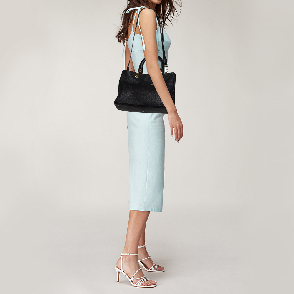 

Dior Black Leather Medium Diorissimo Shopper Tote