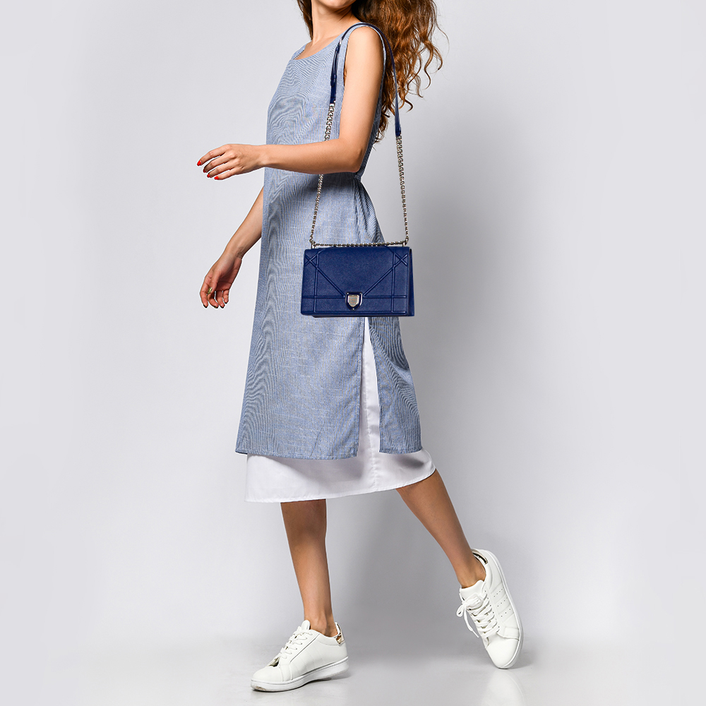 

Dior Blue Leather Medium Diorama Flap Shoulder Bag