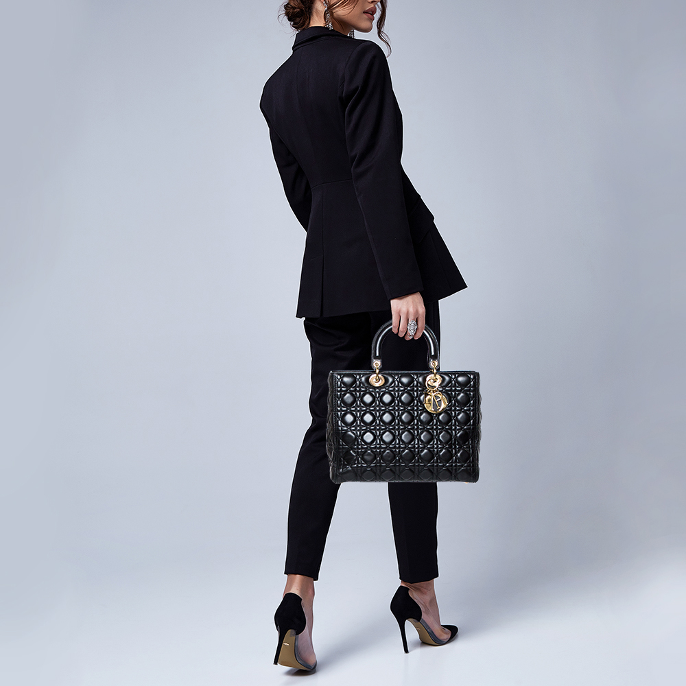

Dior Black Cannage Leather Large Lady Dior Tote
