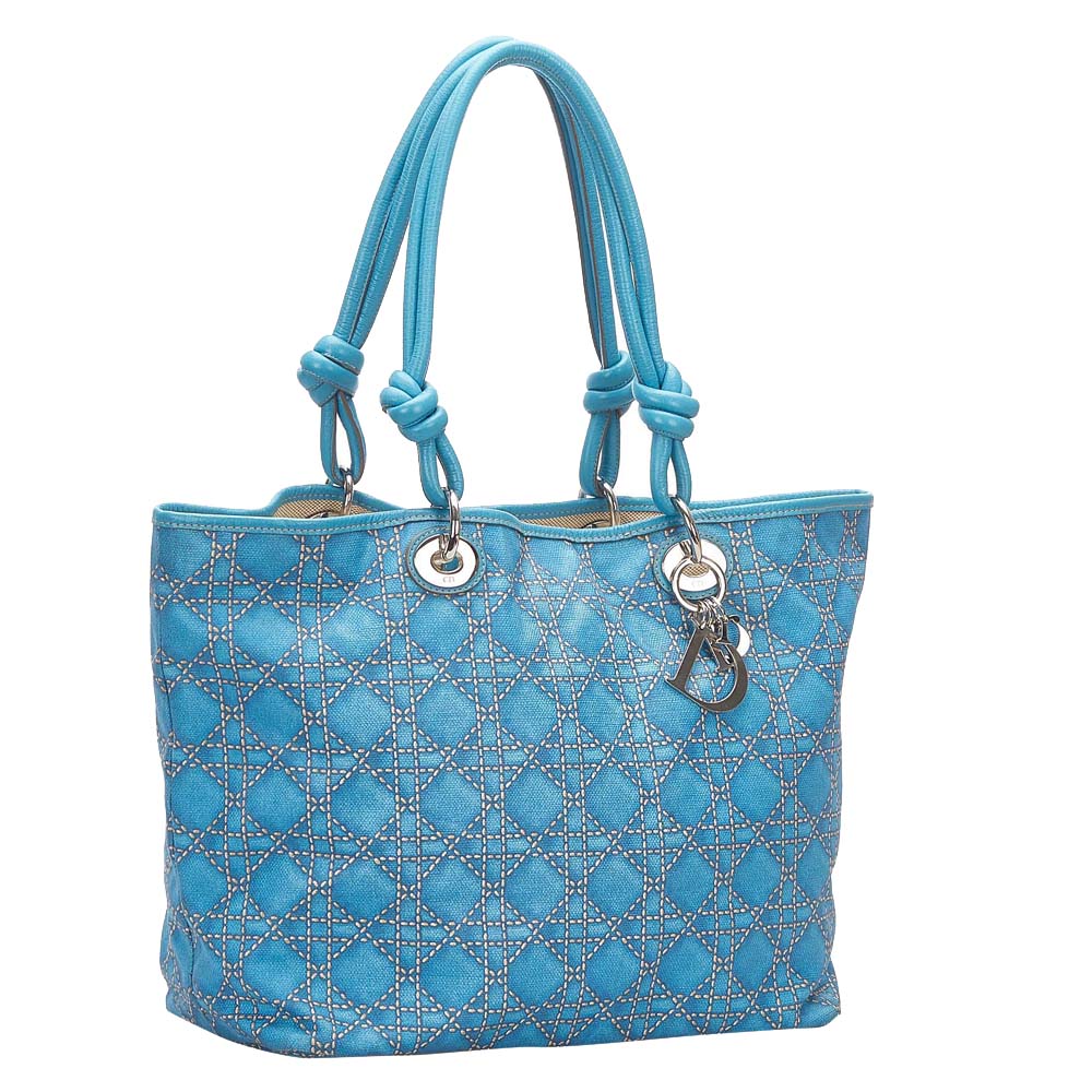 

Dior Blue Cannage Canvas Tote Bag