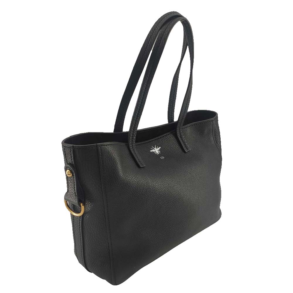 

Dior Black Leather D-Bee Tote Bag