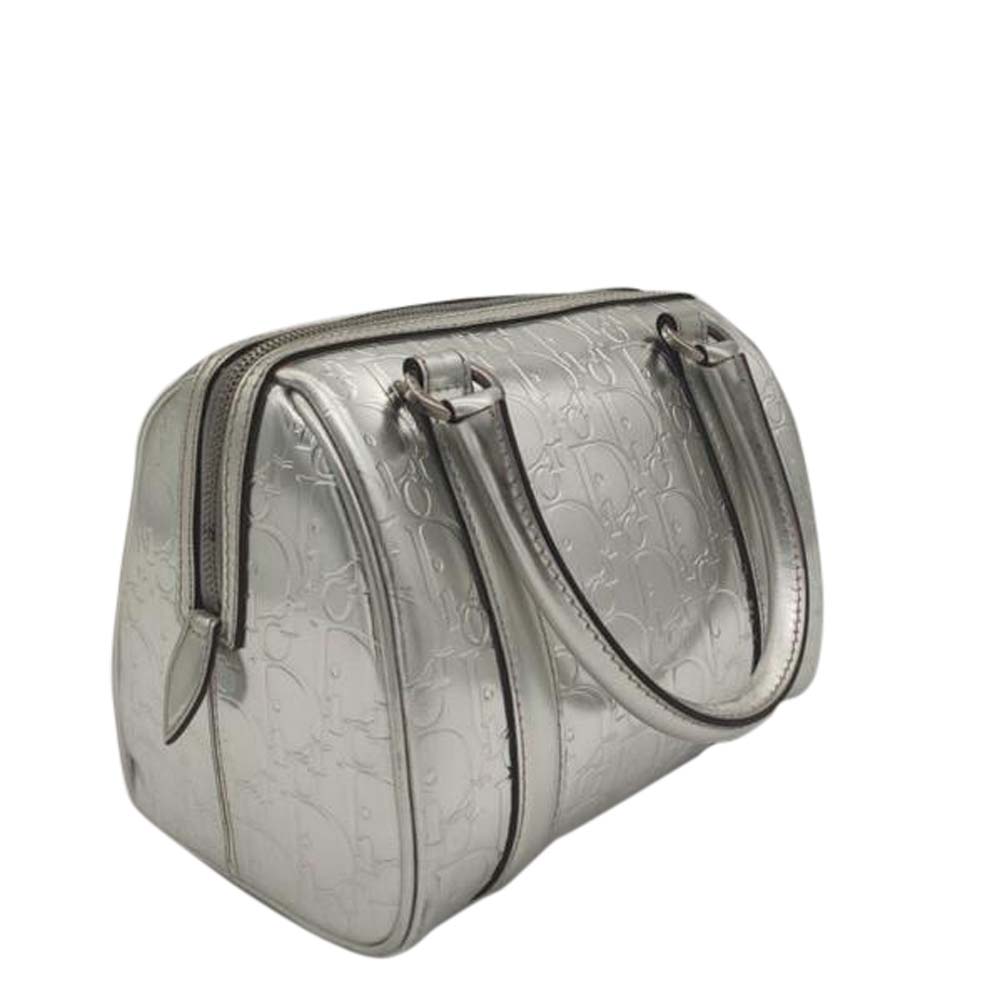 

Dior Silver Leather Boston Bag