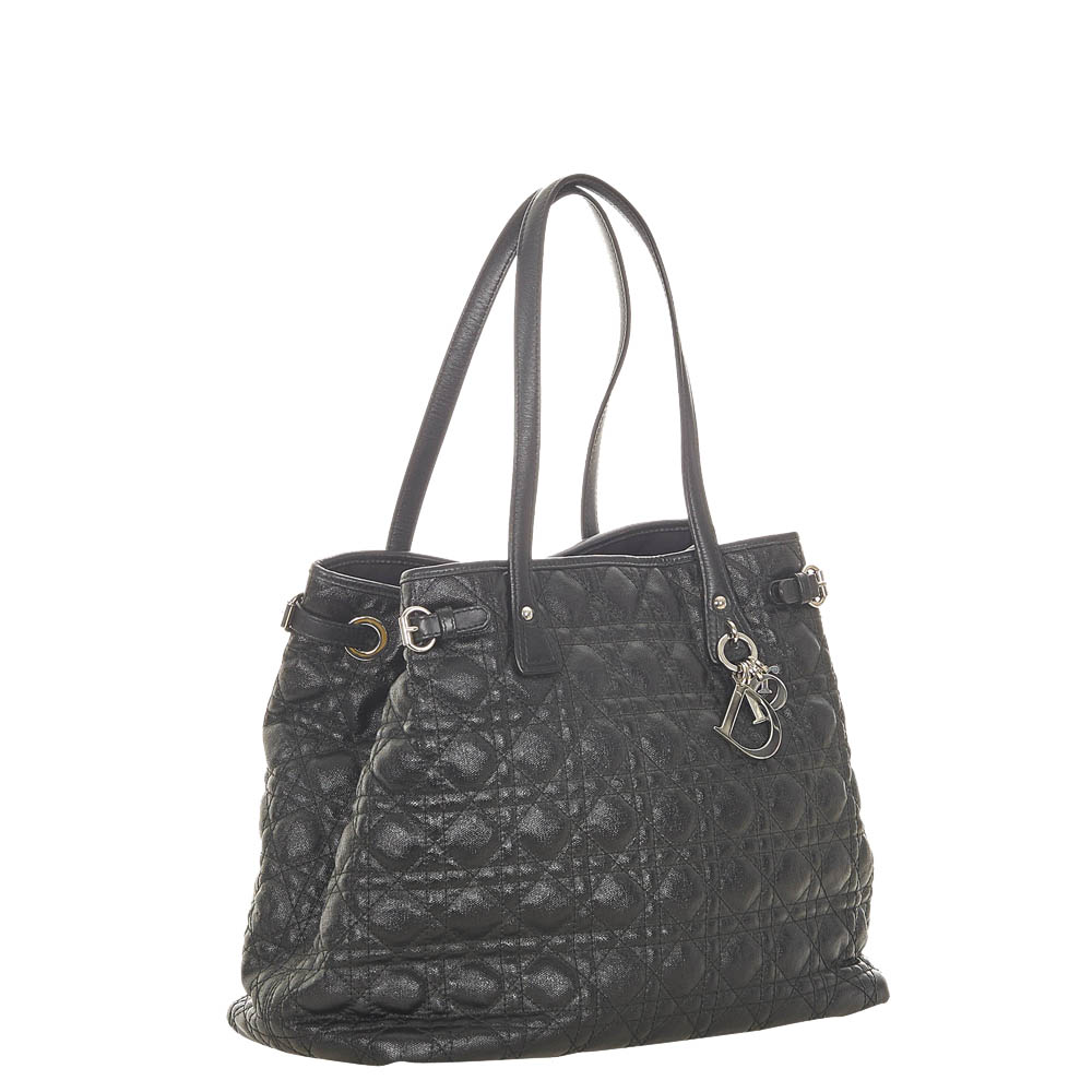 

Dior Black Leather Panarea Tote Bag