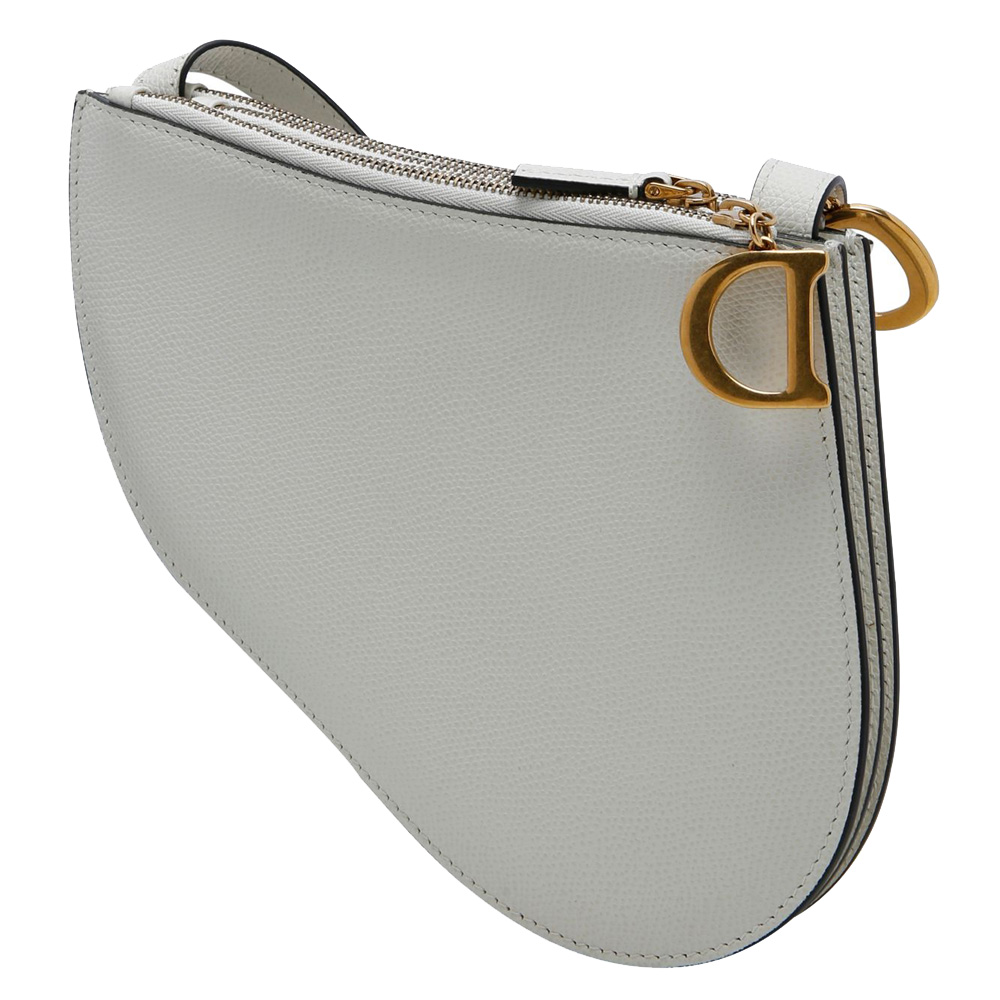 

Dior Ivory Leather Saddle Triple Zip Crossbody Bag, White
