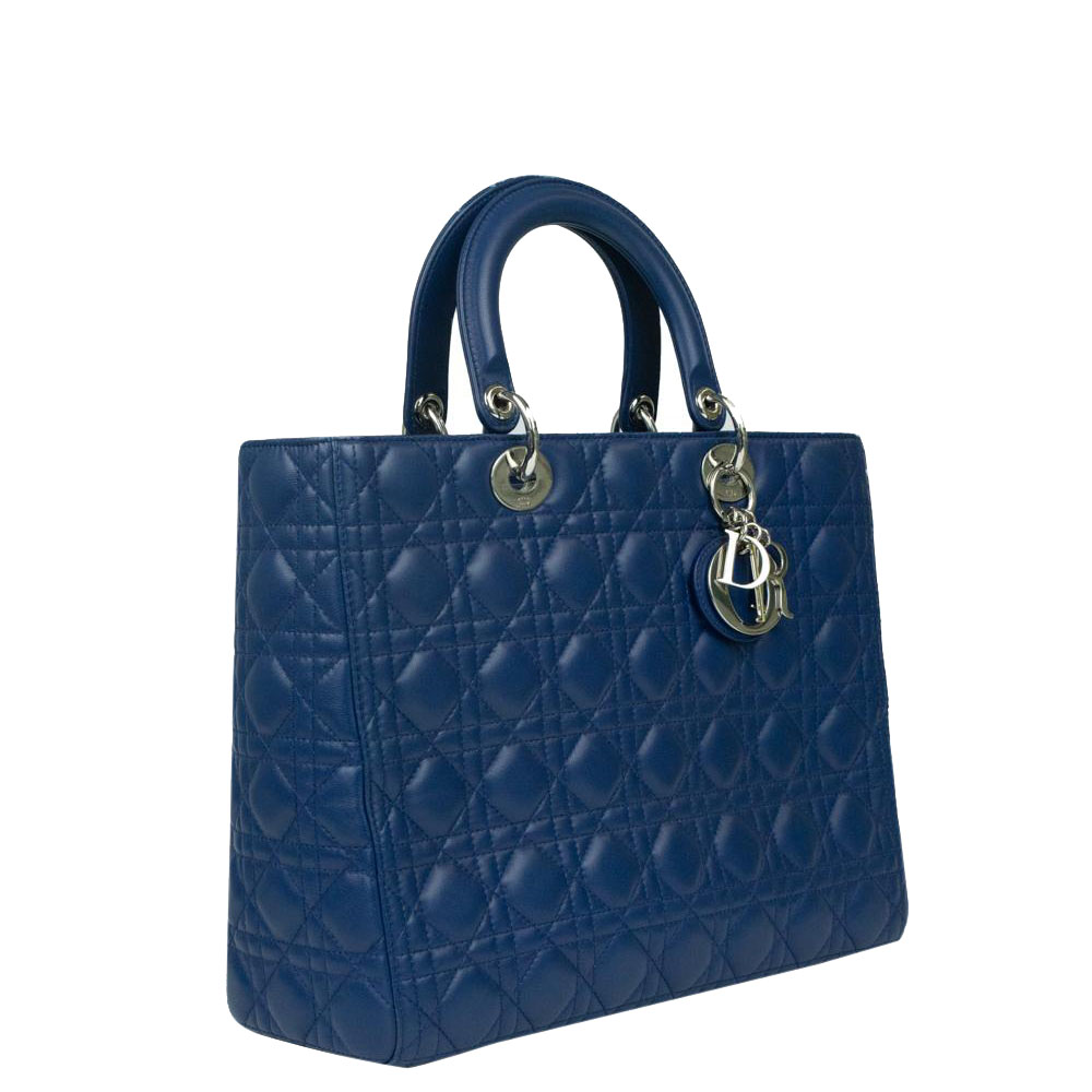 

Dior Blue Leather  Lady Dior Tote Bag