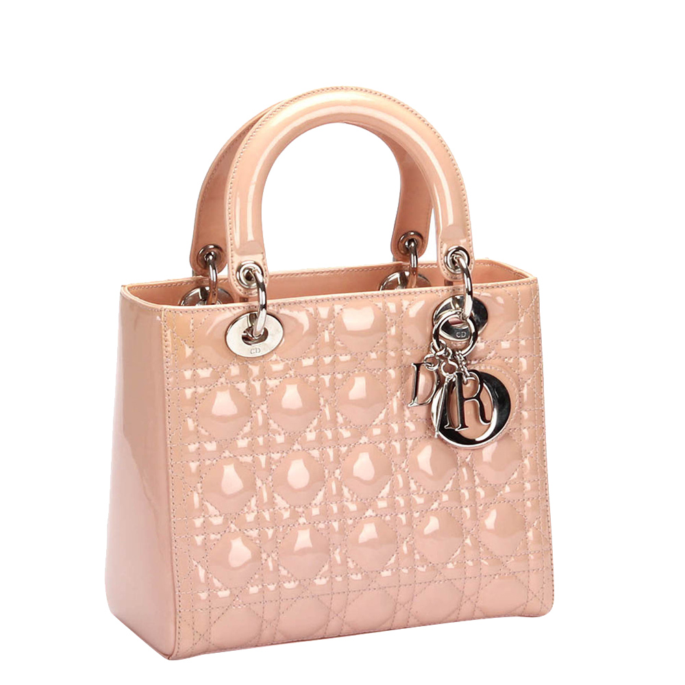 

Dior Pink Patent Leather  Lady Dior Tote Bag