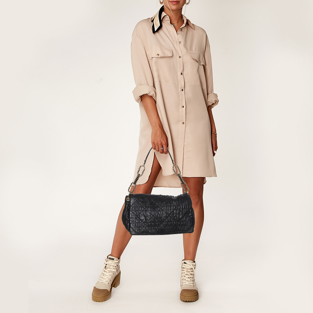 

Dior Black Cannage Leather Delidior Flap Shoulder Bag