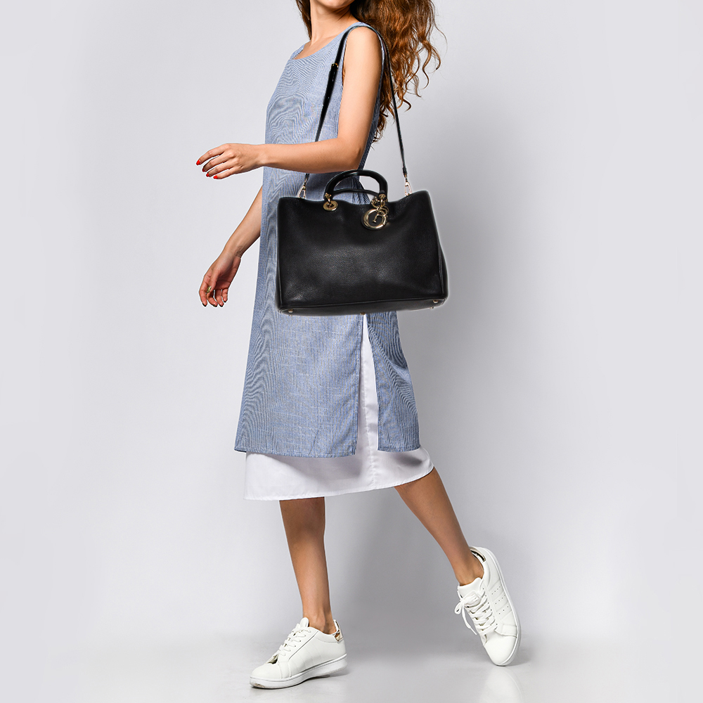 

Dior Black Leather Large Diorissimo Shopper Tote