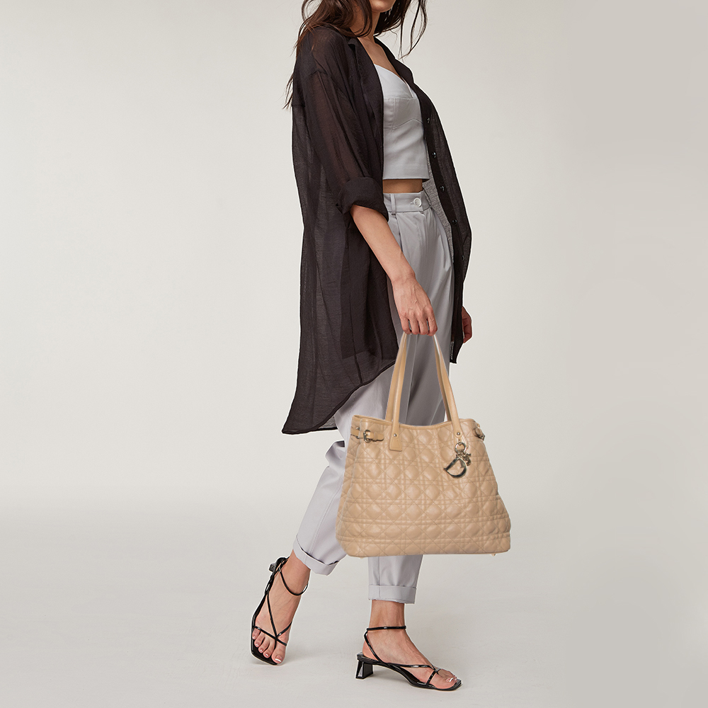 

Dior Beige Cannage Coated Canvas Medium Panarea Tote