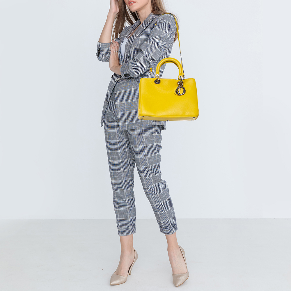 

Dior Yellow Leather  Diorissimo Shopper Tote