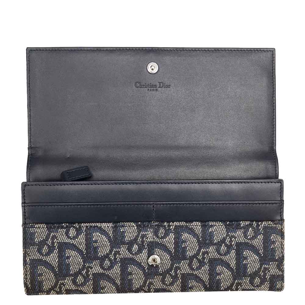 

Dior Navy Blue/Brown Oblique Canvas Long Wallet