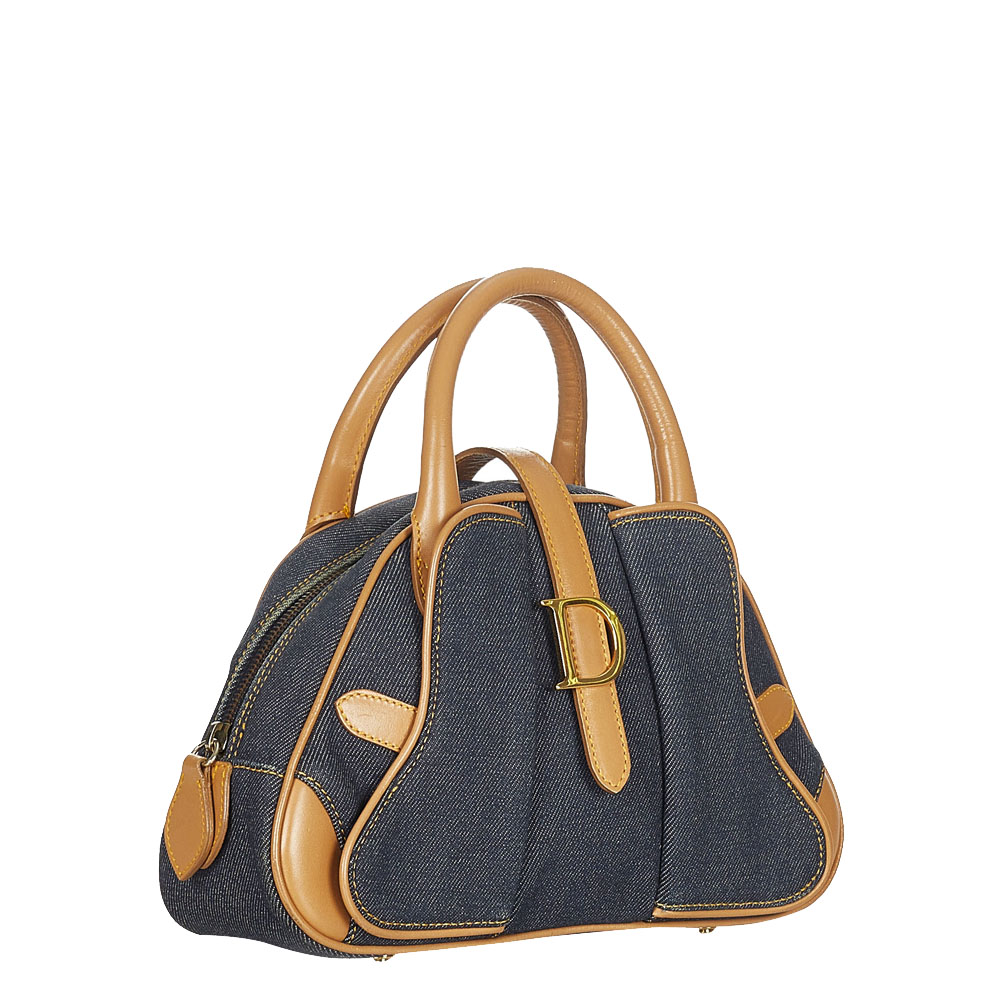 

Dior Blue/Brown Denim Double Saddle Dome Bag