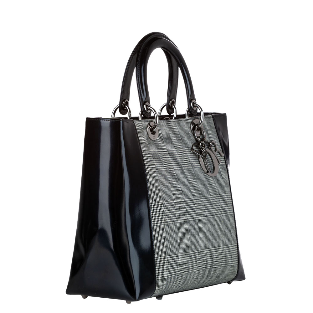 

Dior Grey/Black Canvas Lady Dior Tote Bag