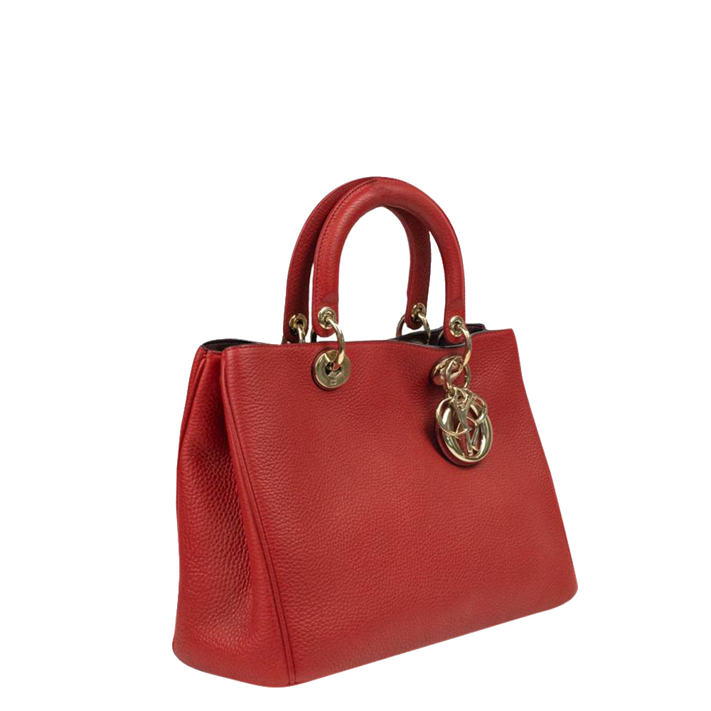 

Dior Red Leather Diorissimo Tote Bag