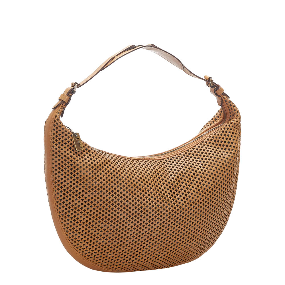 

Dior Brown Calf Leather Perforated Hobo Bag