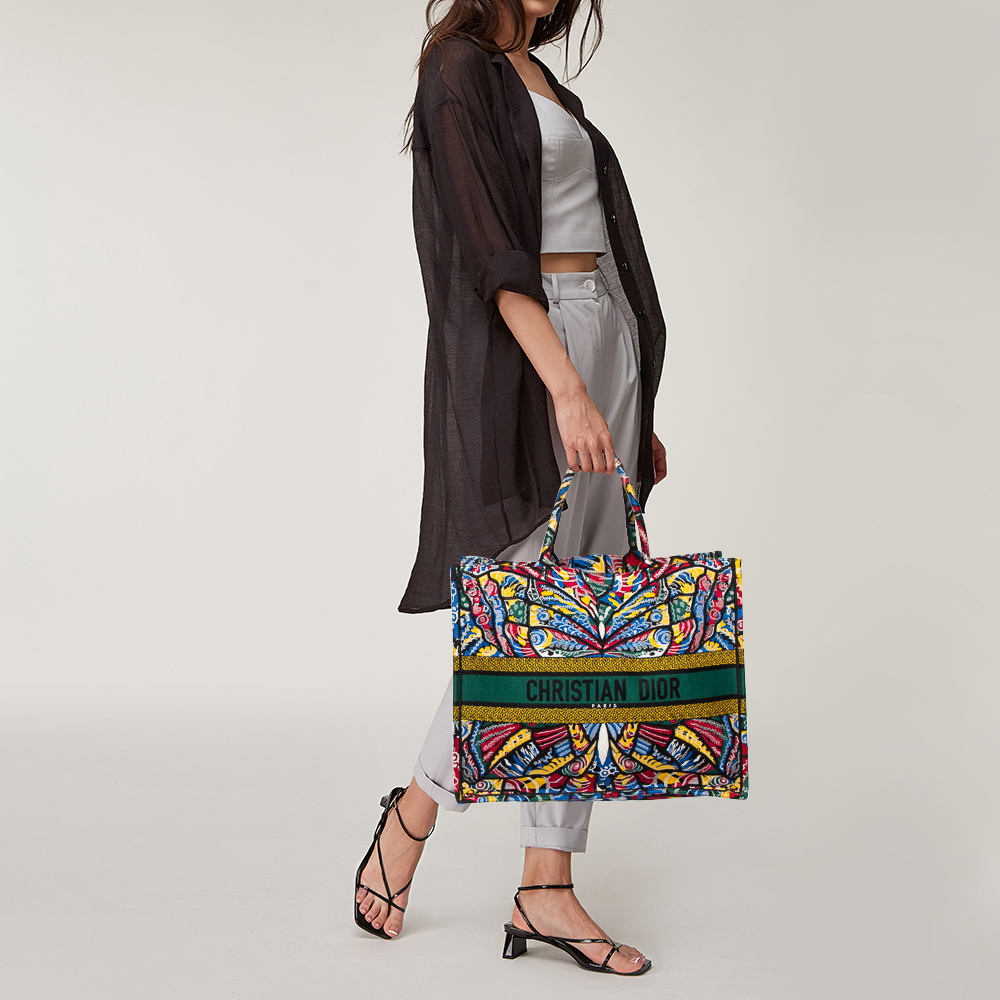 

Dior Multicolor Embroidered Canvas Butterfly Book Tote