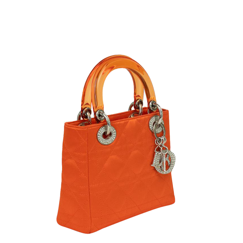 

Dior Orange Canvas Lady Dior Tote Bag