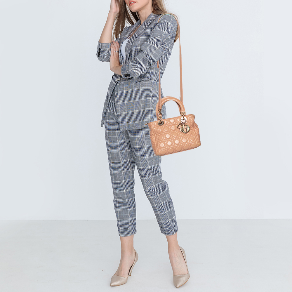 

Dior Beige Cannage Leather  Lady Dior Tote
