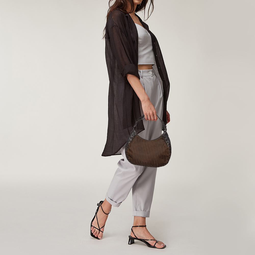 

Dior Dark Brown Oblique Nylon and Leather Ethnic Hobo