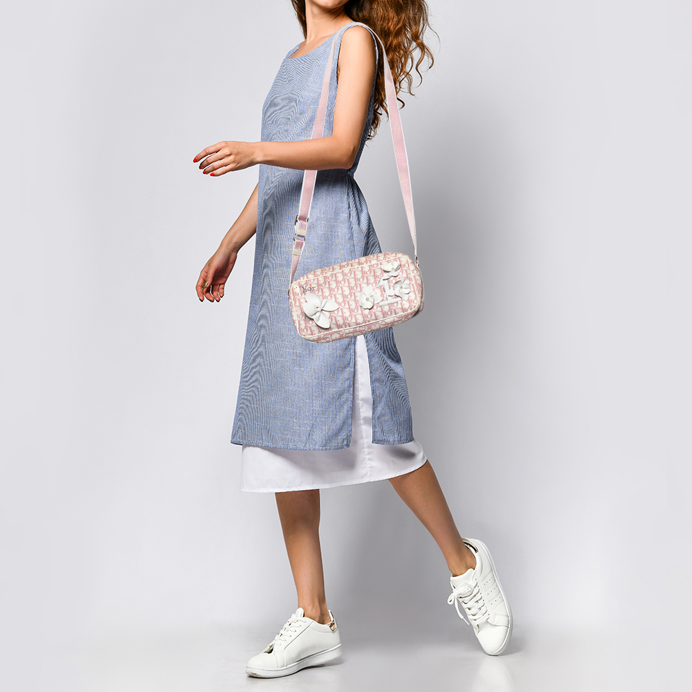 

Dior Pink/White Oblique Canvas Girly 1 Flap Shoulder Bag